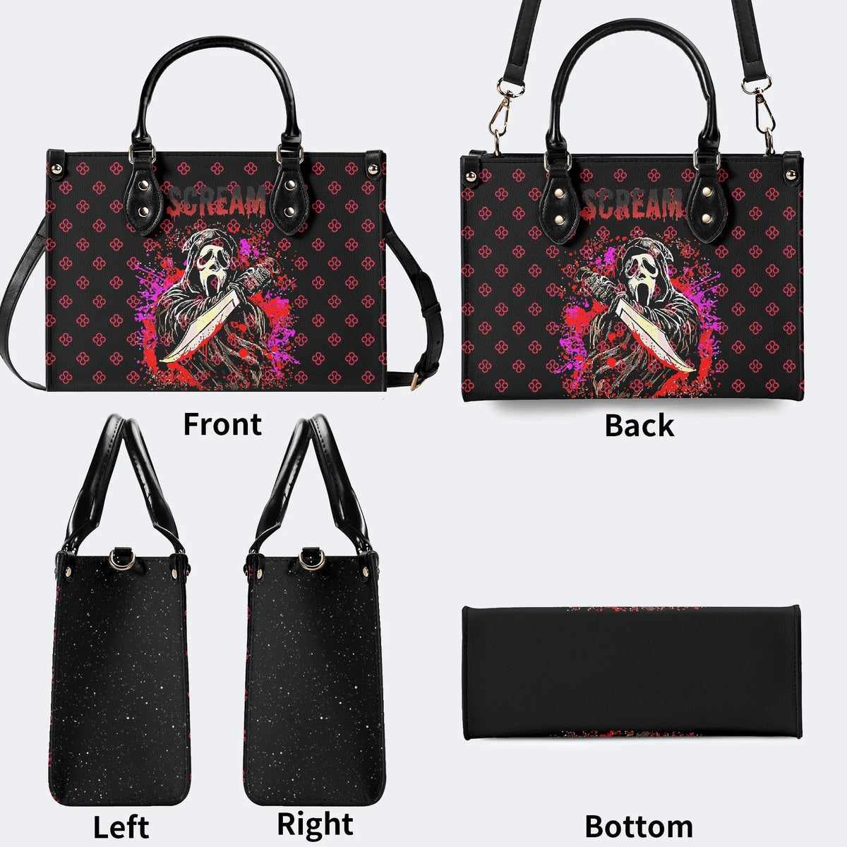 Horror Ghostface Print - Leather Handbag