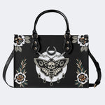 Death Moth Vintage Print - Leather Handbag
