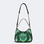 Green Plaid Death Moth - Leather Crossbody Bag