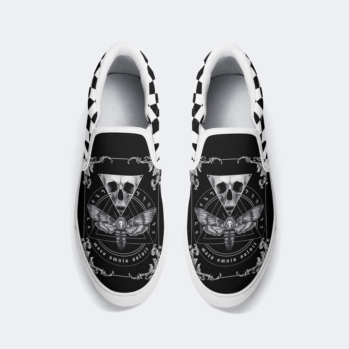 Unisex Death Moth&Skull Print - Slip On Shoes