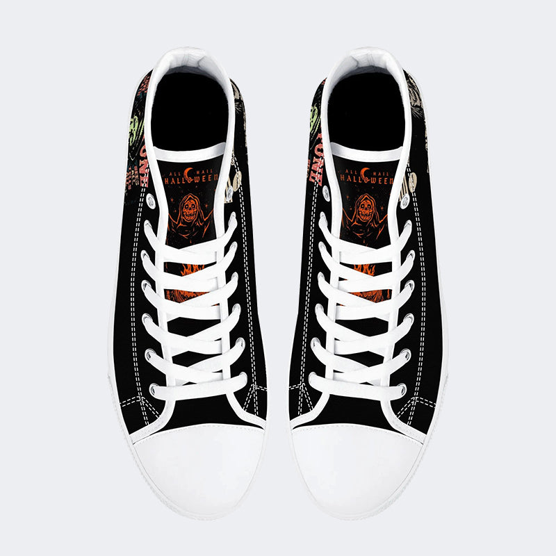 Unisex Halloween Skull Print - High Top Canvas
