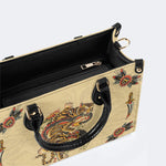 Traditional Tiger and Dragon Print - Leather Handbag