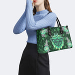 Green Plaid Death Moth - Leather Handbag