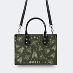 Moths In The Night Sky - Leather Handbag