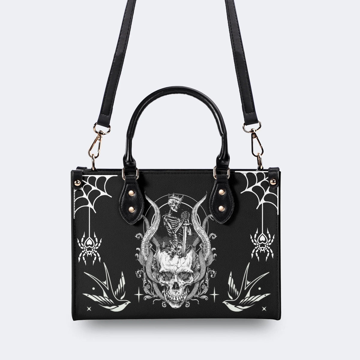 Horror Skull Print - Leather Handbag