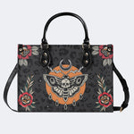 Death Moth Vintage Print - Leather Handbag