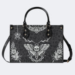 Classic Death Moth Vintage Print - Leather Handbag