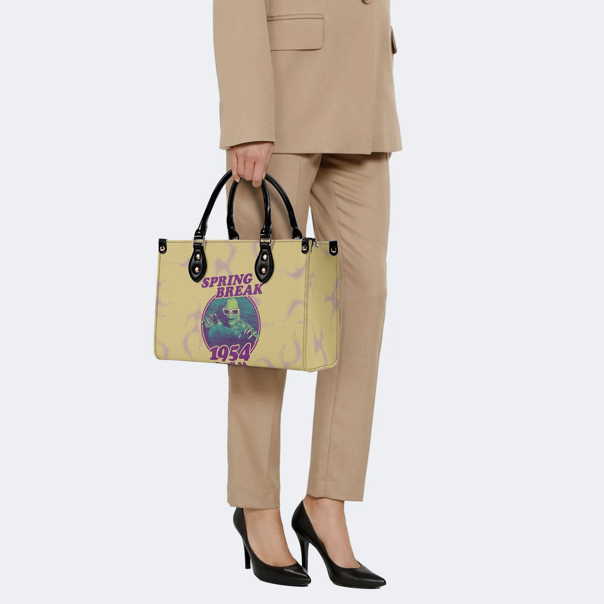 Horror Movies Print - Leather Handbag