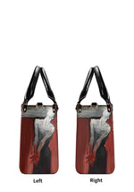 Left/Right panel with distorted humanoid figure and red shadowy background