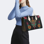 Sword And Moth Print - Leather Handbag