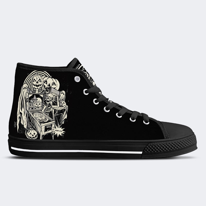 Unisex Horror Skull Print - High Top Canvas