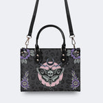 Death Moth Vintage Print - Leather Handbag