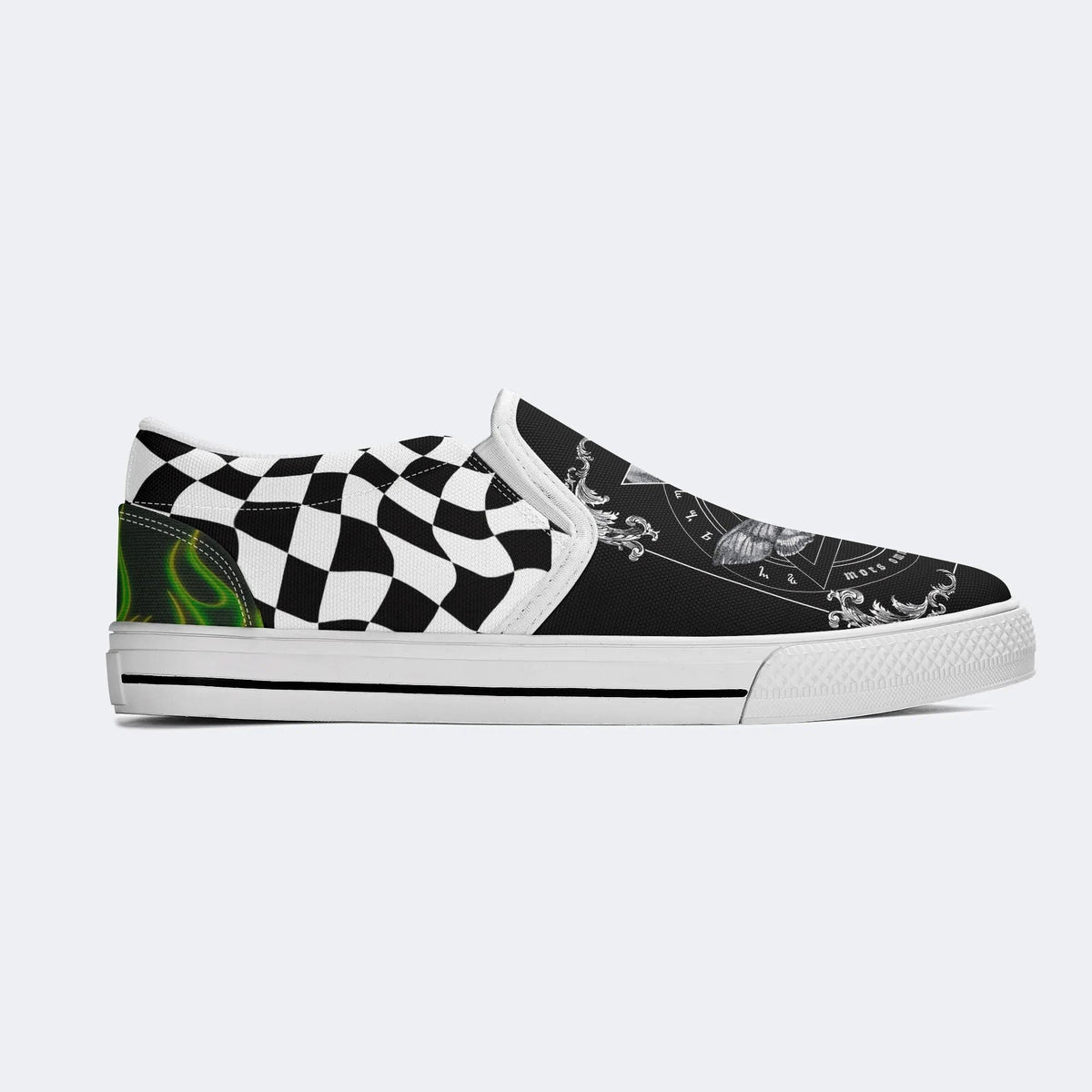 Unisex Death Moth&Skull Print - Slip On Shoes