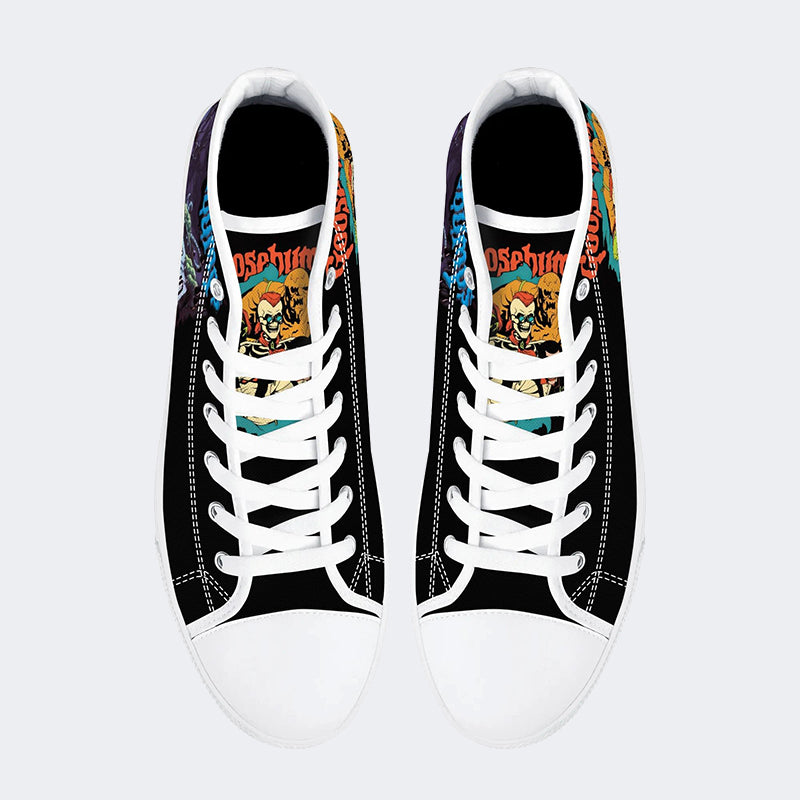 Unisex Horror Skull Print - High Top Canvas