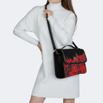 Horror Skull Print - Leather Satchel Bag