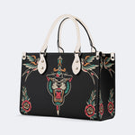 Unisex Tiger Print - Leather Handbag