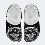 Death Moth Vintage Print - Fur Lined Slippers/Sandals