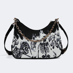 Horror Skull Print - Leather Crossbody Bag