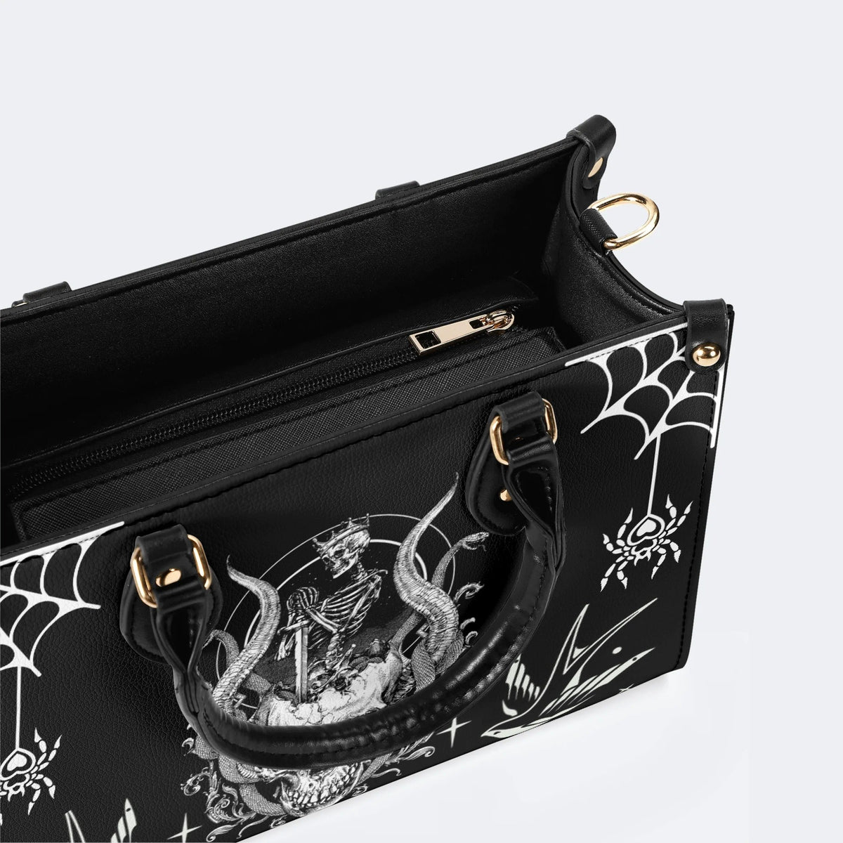 Horror Skull Print - Leather Handbag