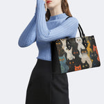 Artistic Graffiti Cats Print - Leather Handbag