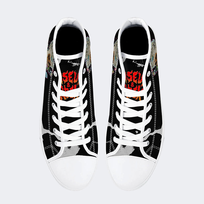 Unisex Skull&Letter Print- High Top Canvas