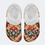 Vintage Rose Death Moth - Fur Lined Slippers/Sandals