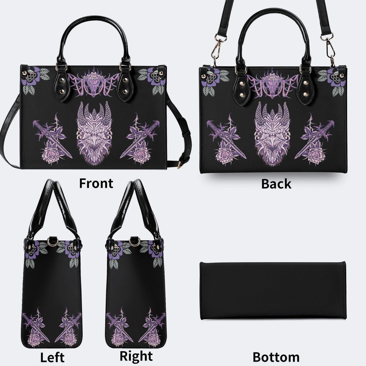 Unisex Devil Art Print - Leather Handbag