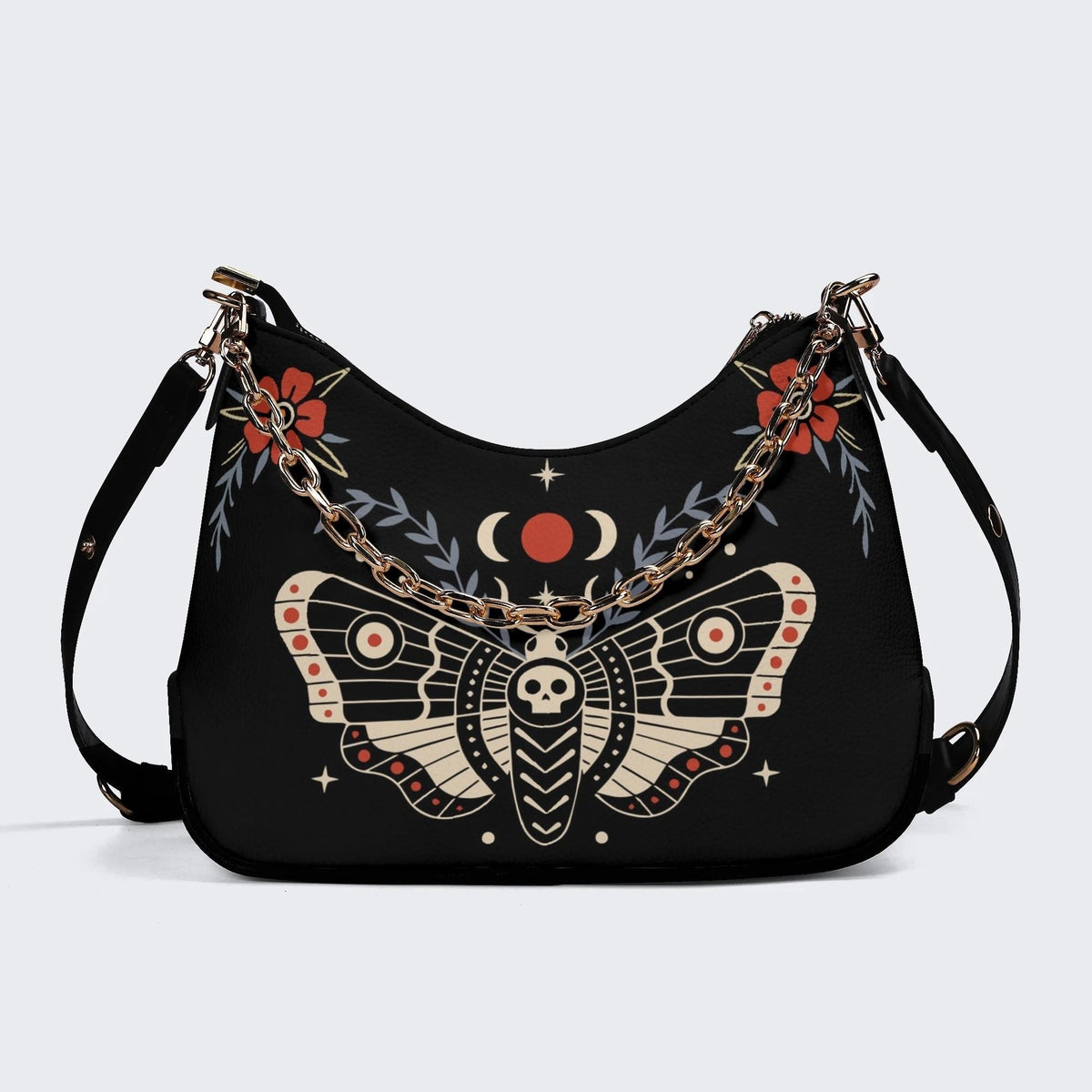Red Spotted Death Moth - Leather Crossbody Bag