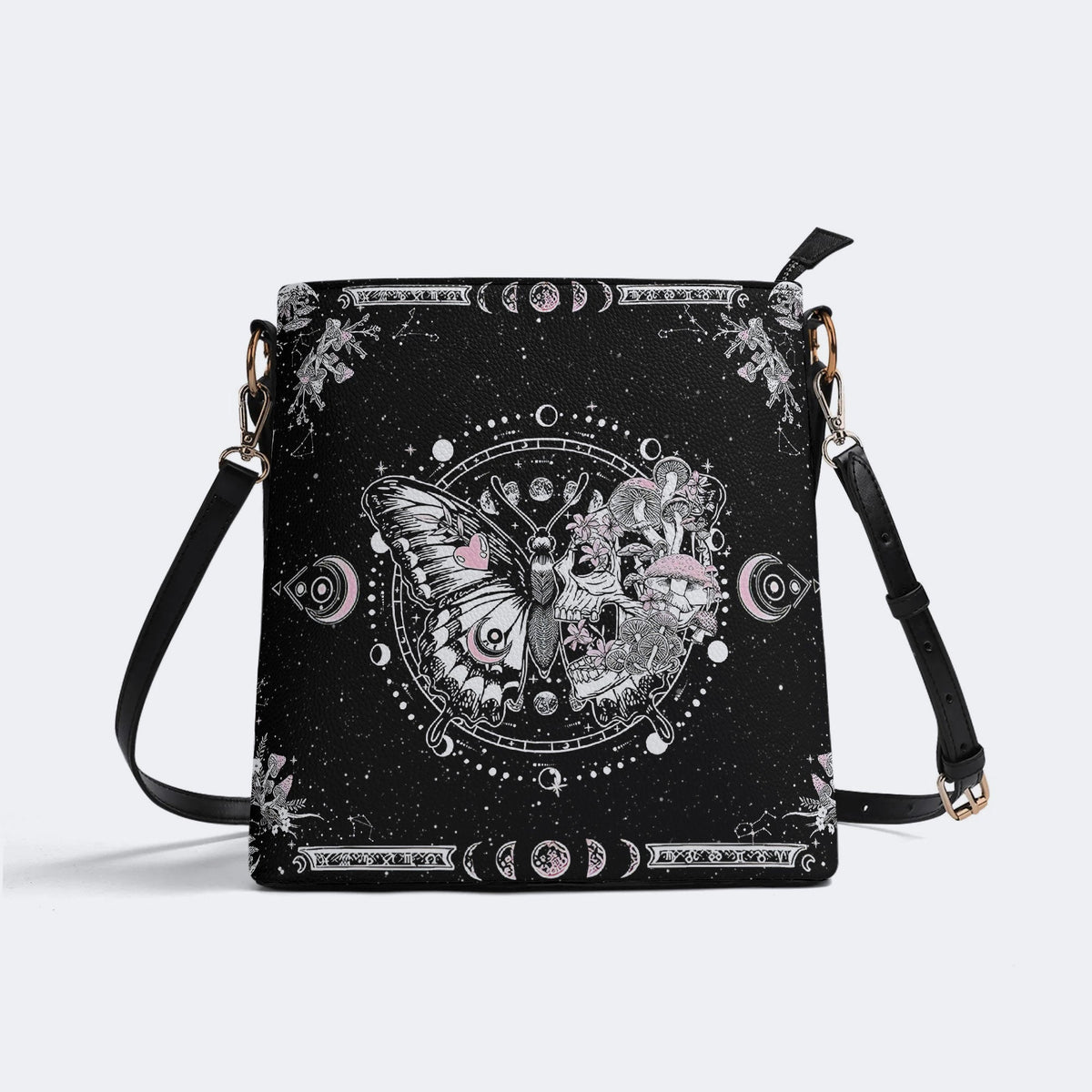 Tarot Skull Butterfly Print - Bucket Bag