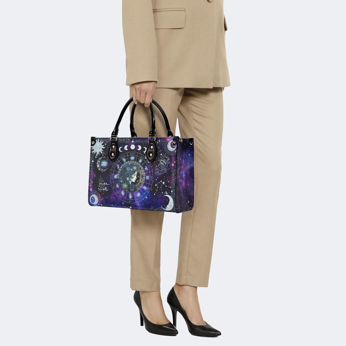 Aquarius Starry Sky - Leather Handbag