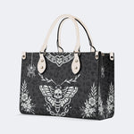 Classic Death Moth Vintage Print - Leather Handbag
