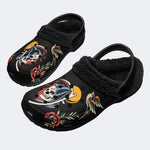 Horror Scythe Ghostface Print - Fur Lined Slippers/Sandals