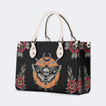 Death Moth Vintage Print - Leather Handbag
