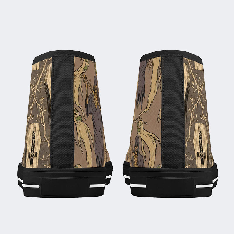 Death Skull Print - High Top Canvas