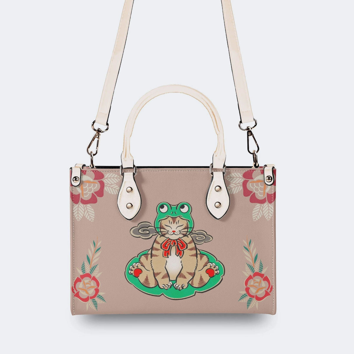 Lucky Cat Print - Leather Handbag