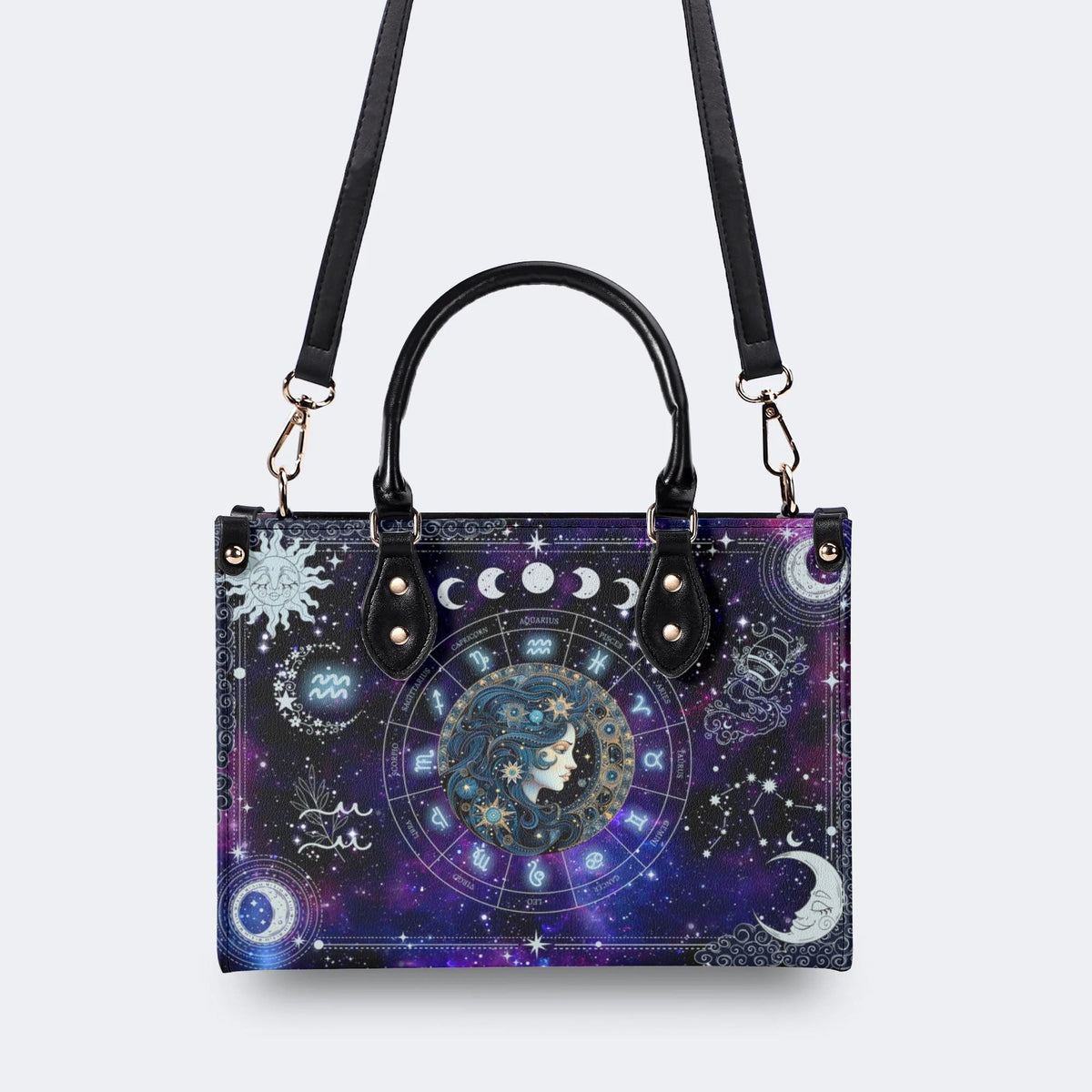Aquarius Starry Sky - Leather Handbag