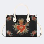 Flaming Heart Art Print - Leather Handbag