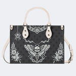 Classic Death Moth Vintage Print - Leather Handbag
