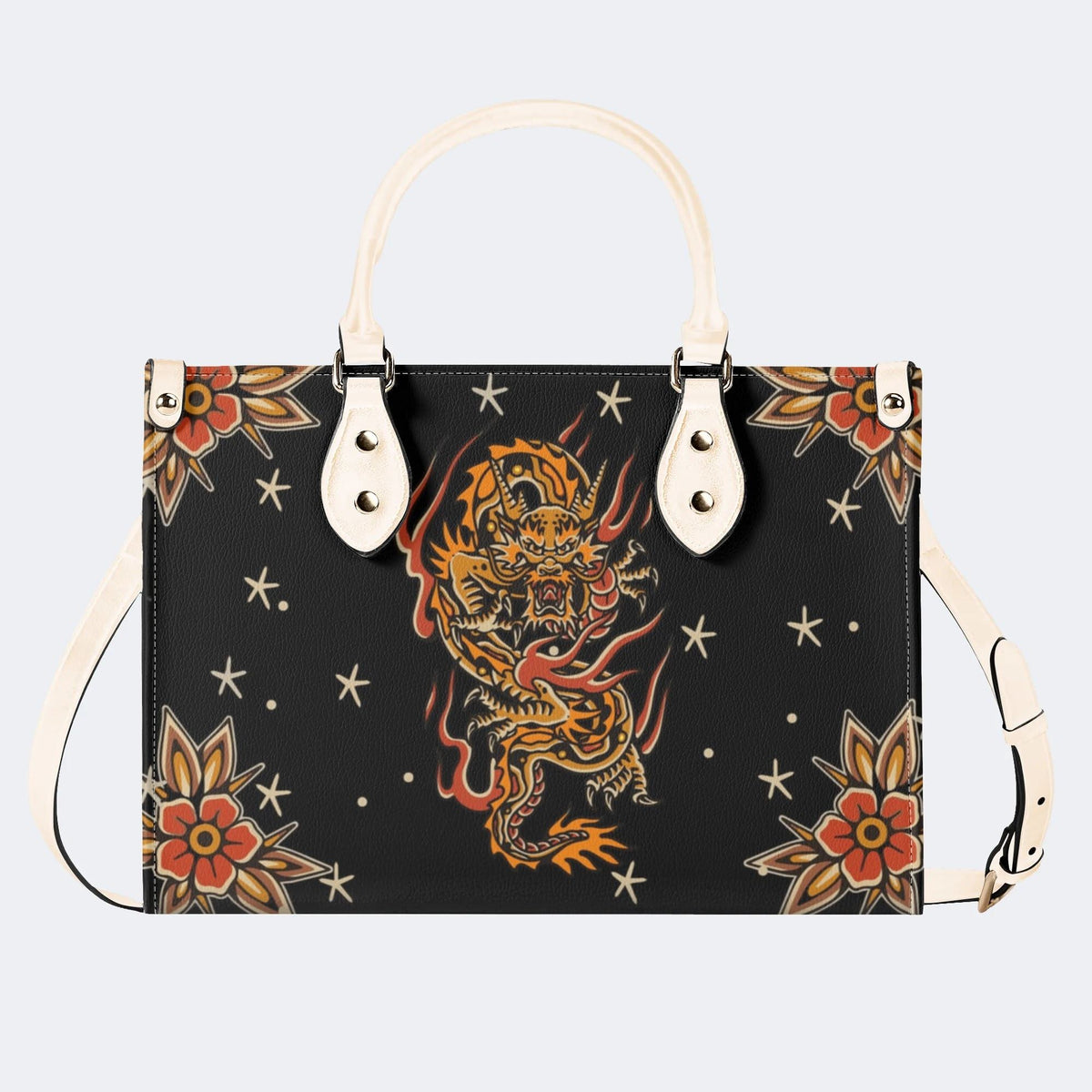 Traditional Dragon Print - Leather Handbag