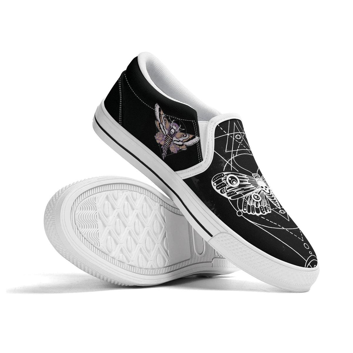 Unisex Death Moth&Skull - Slip On Shoes