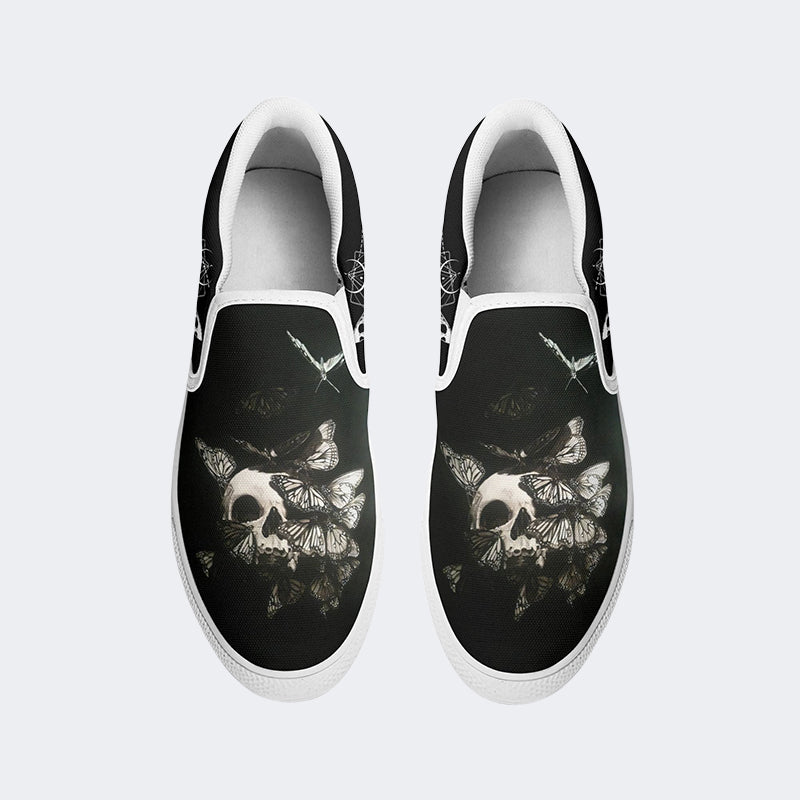 Surreal Death Moth&Skull - Slip On Shoes