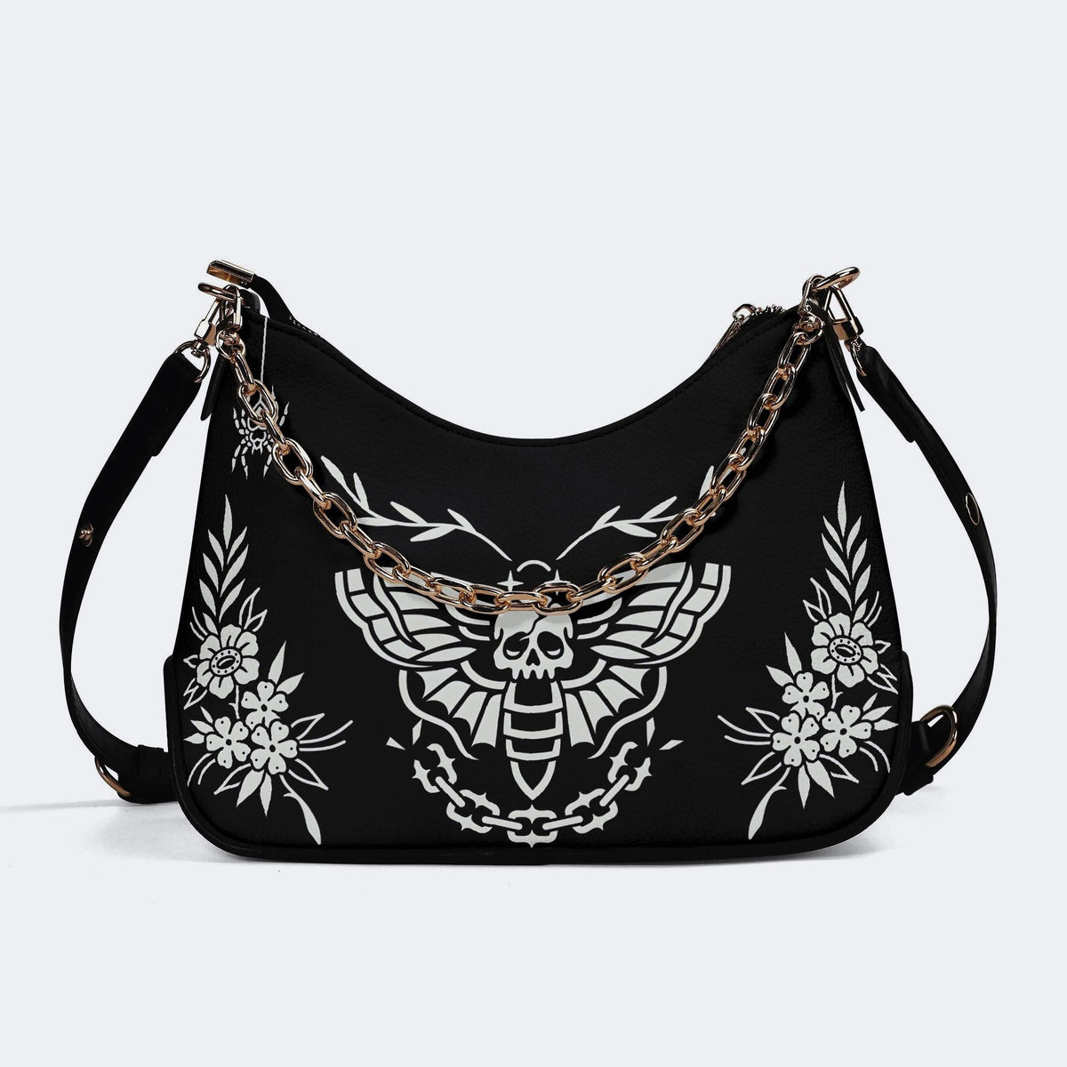 Death Moth Vintage Print - Leather Crossbody Bag