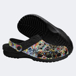 Unisex Death Moth Print - Fur Lined Slippers/Sandals