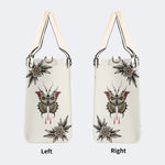 Death Moth And Flowers - Leather Handbag