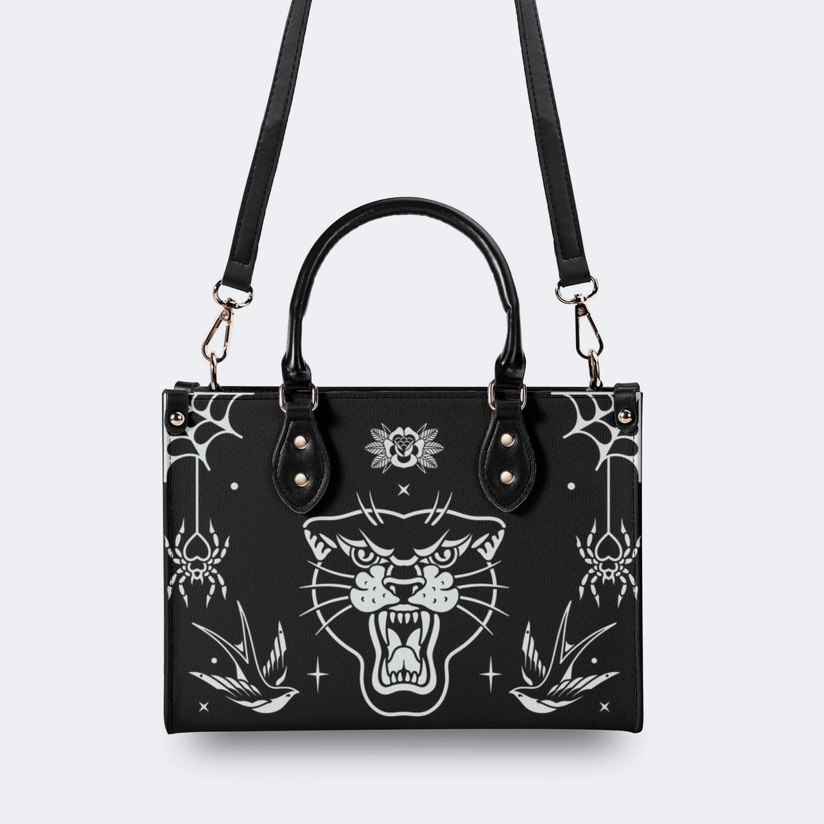 Unisex Tiger Print - Leather Handbag