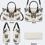 Death Moth And Flowers - Leather Handbag