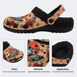 Vintage Rose Death Moth - Fur Lined Slippers/Sandals