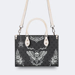 Classic Death Moth Vintage Print - Leather Handbag