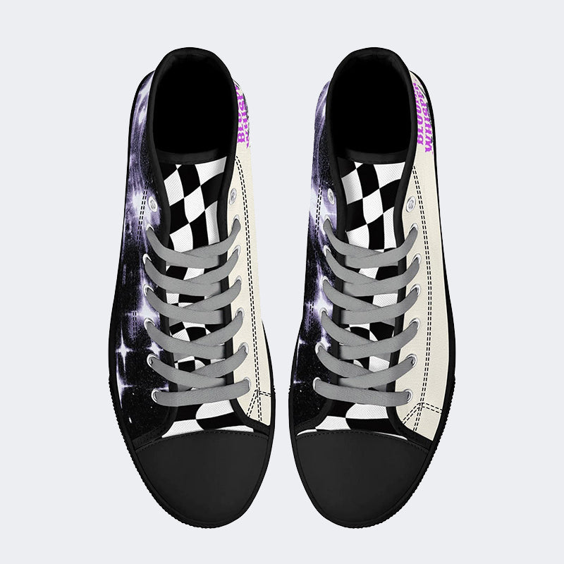 Figure&Wing&Letter Print - High Top Canvas