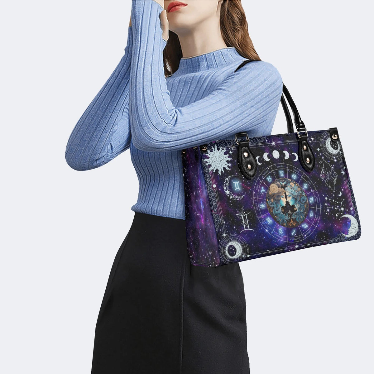 Gemini Starry Sky - Leather Handbag